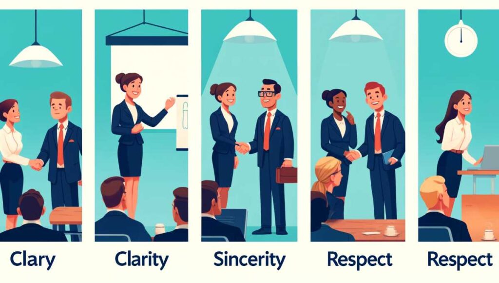 An Illustration Depicting Three Key Elements Of Building Trust In Business English Communication