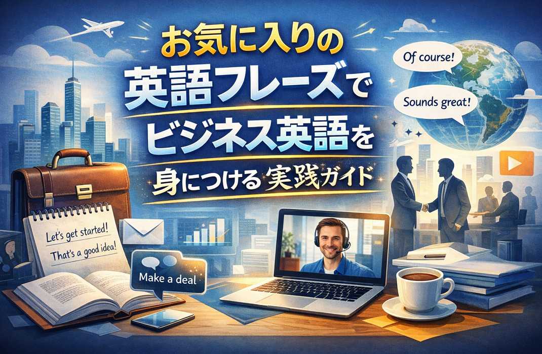 お気に入りの英語フレーズを使ってビジネス英語を実践的に身につけるイメージ
