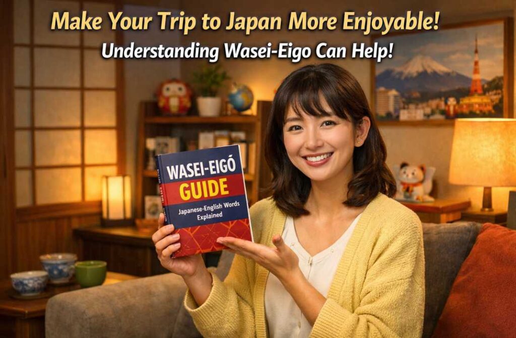 A Japanese guide introducing Wasei-Eigo, Japanese-made English words, to help visitors understand English used in Japan