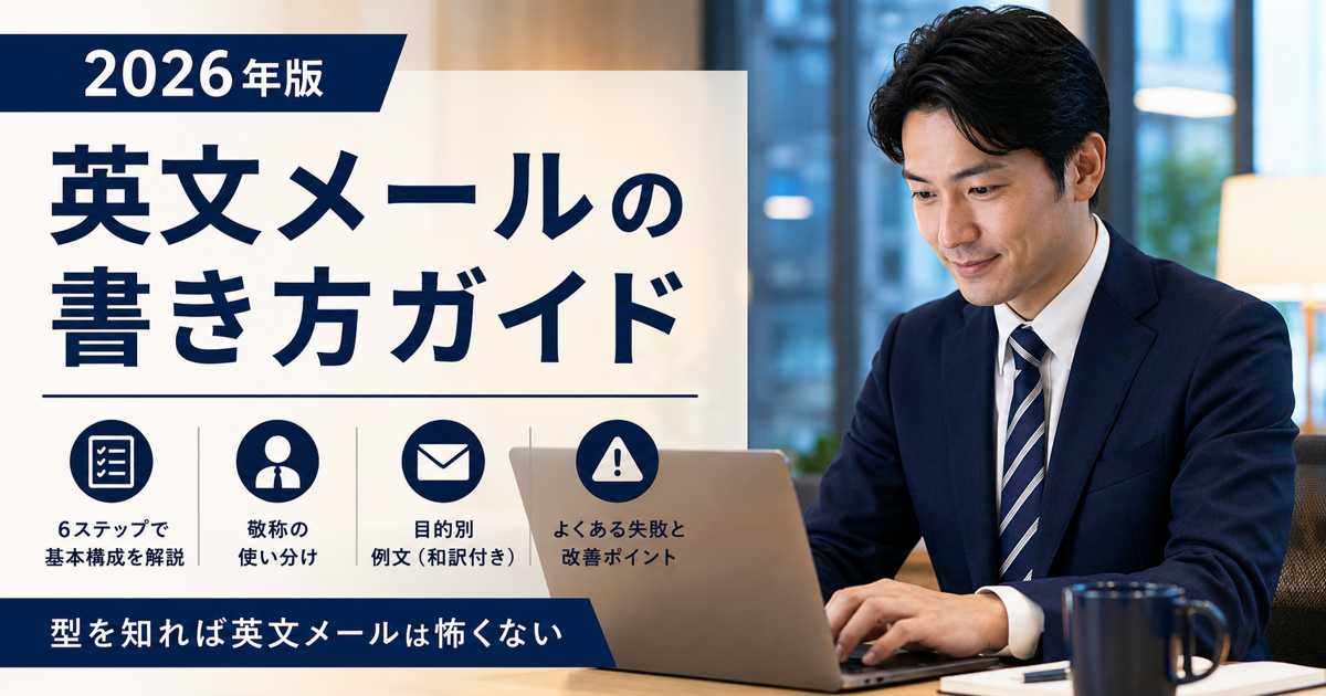 英文ビジネスメールを書く社会人のイメージ