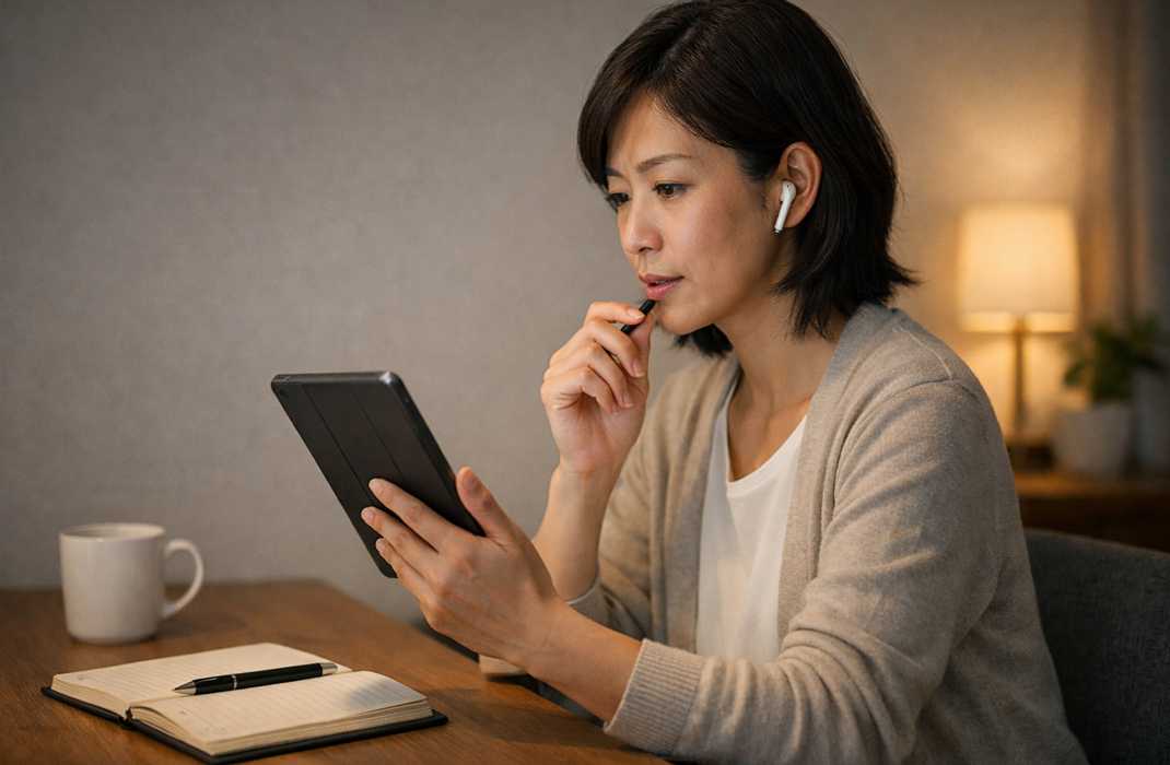 AI英会話アプリで英語スピーキングを練習する日本人ビジネスパーソン