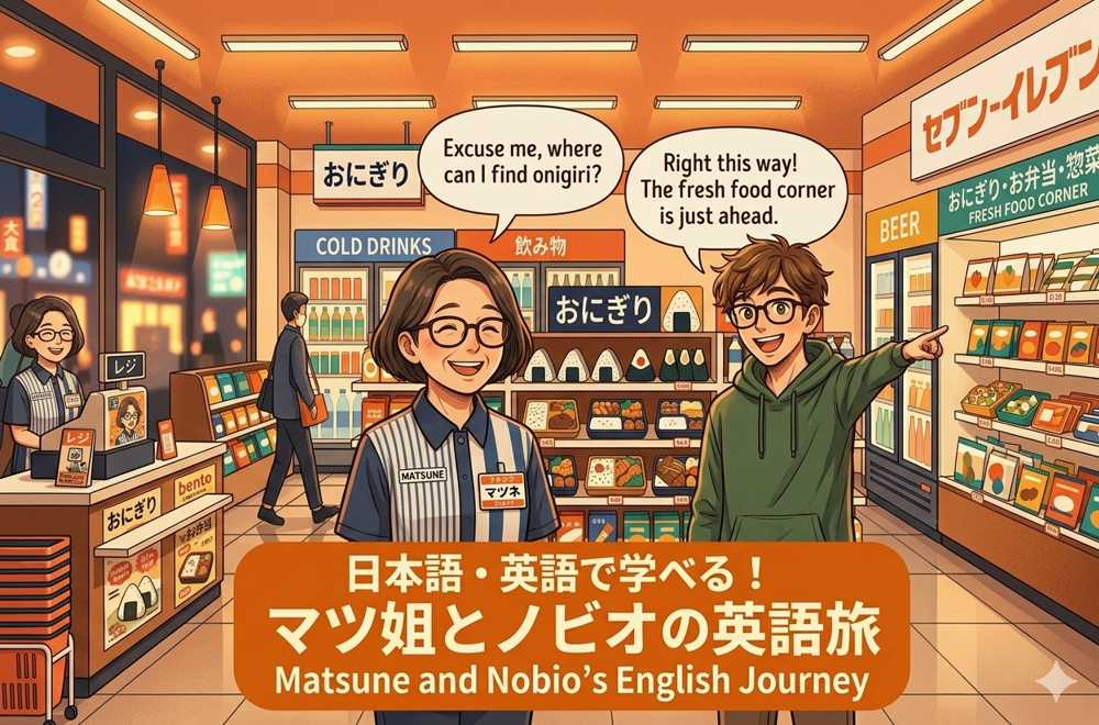 コンビニで使える英語フレーズ｜マツ姐とノビオの英語旅第2話