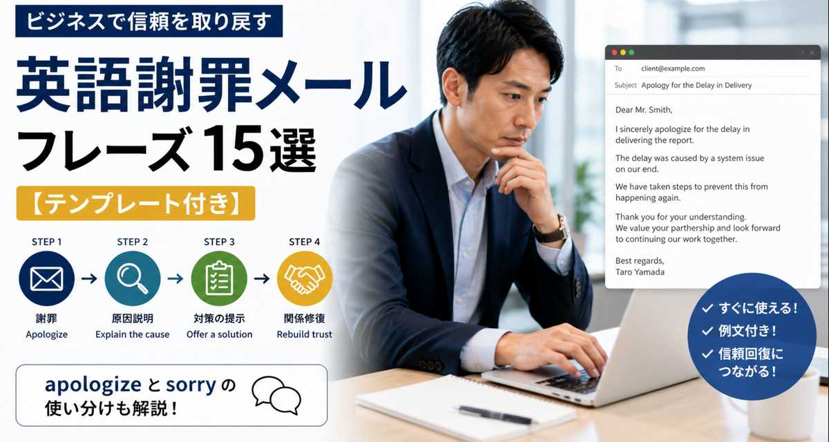 英語で謝罪メールを作成し信頼回復を目指すビジネスシーン